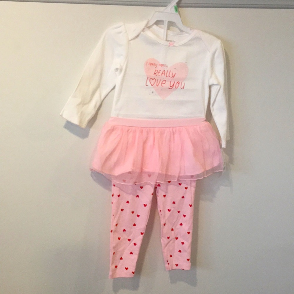CARTER’S Baby Girl Long Sleeve One Piece with Tulle Outfit Size 18 Months